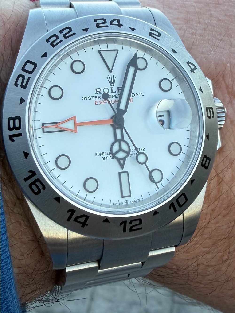Rolex Explorer II White Dial with Orange 24-Hour Hand